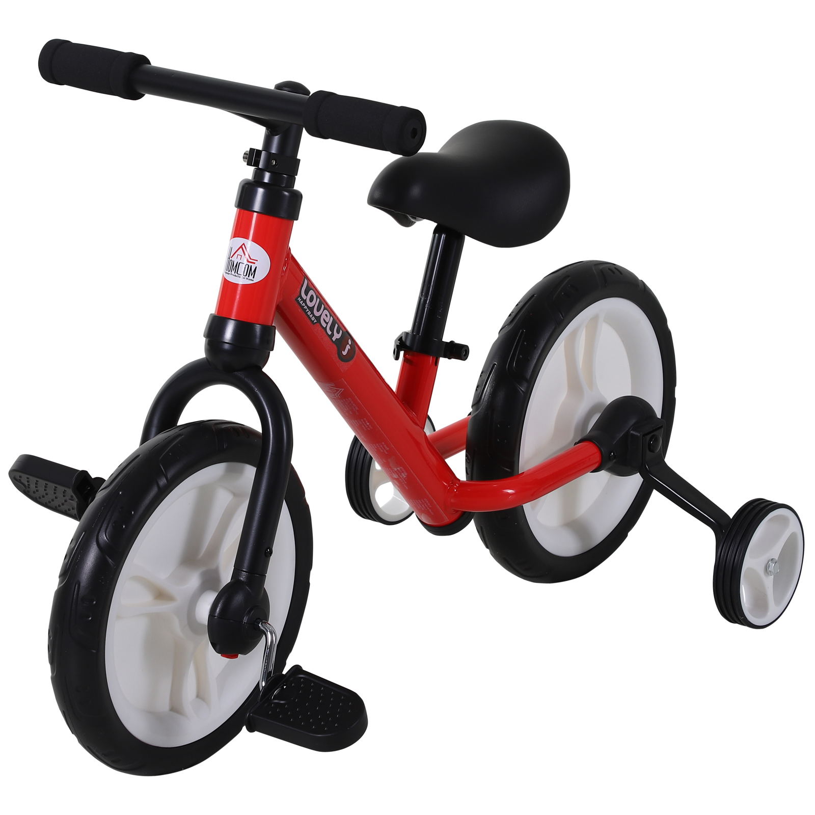 Kinder Laufrad, Lauflernrad, Kinderfahrrad, 2-in-1, Kinderrad mit Stützrädern und Pedalen, 2-5 Jahre, Sitzhöhenverstellbar, PP, Rot, 85 x B36 x H54 cm Kinder Laufrad, Lauflernrad, Kinderfahrrad, 2-in-1, Kinderrad mit Stützrädern und Pedalen, 2-5 Jahre, Sitzhöhenverstellbar, PP, Rot, 85 x B36 x H54 cm