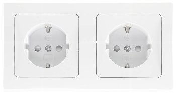 DELPHI Set 2 Steckdosen + 2-fach Rahmen - 250V~/ 16A, Steckanschluss, weiß