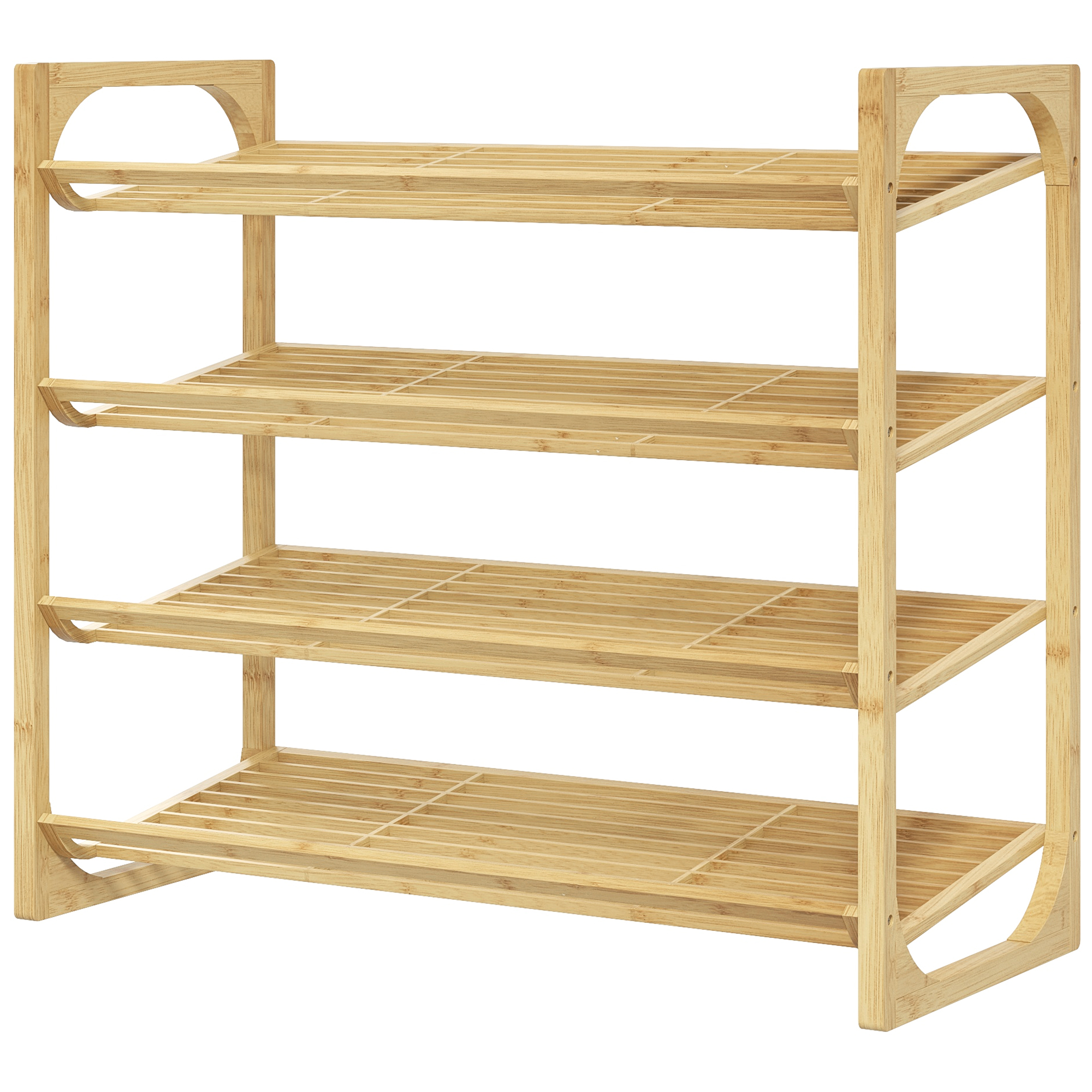 Schuhregal aus Bambus, 15,5 cm Regalhöhe, belüftetes Latten-Design, 76 x 33 x 67 cm, Naturholz-Effekt Schuhregal aus Bambus, 15,5 cm Regalhöhe, belüftetes Latten-Design, 76 x 33 x 67 cm, Naturholz-Effekt