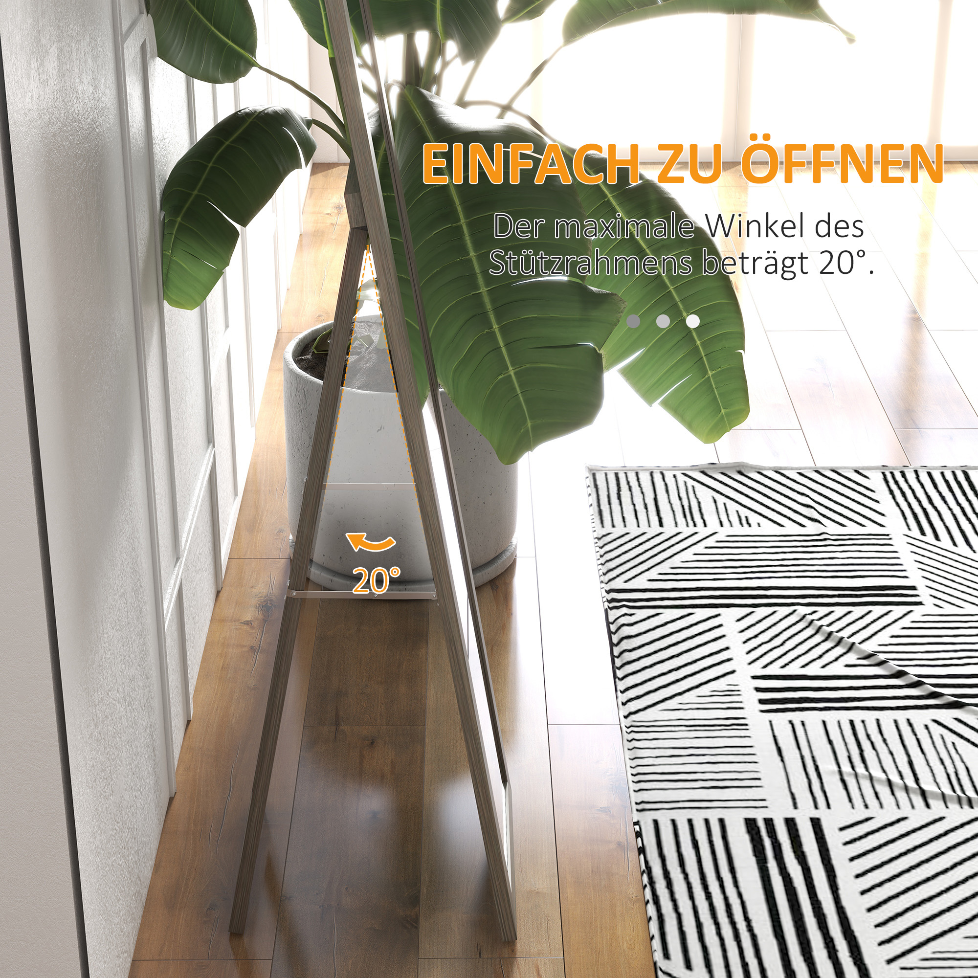 Standspiegel Bodenspiegel Wandspiegel, inkl, Wandbefestigung, Holzoptik, 37 cm x 40 cm x 155 cm, Braun