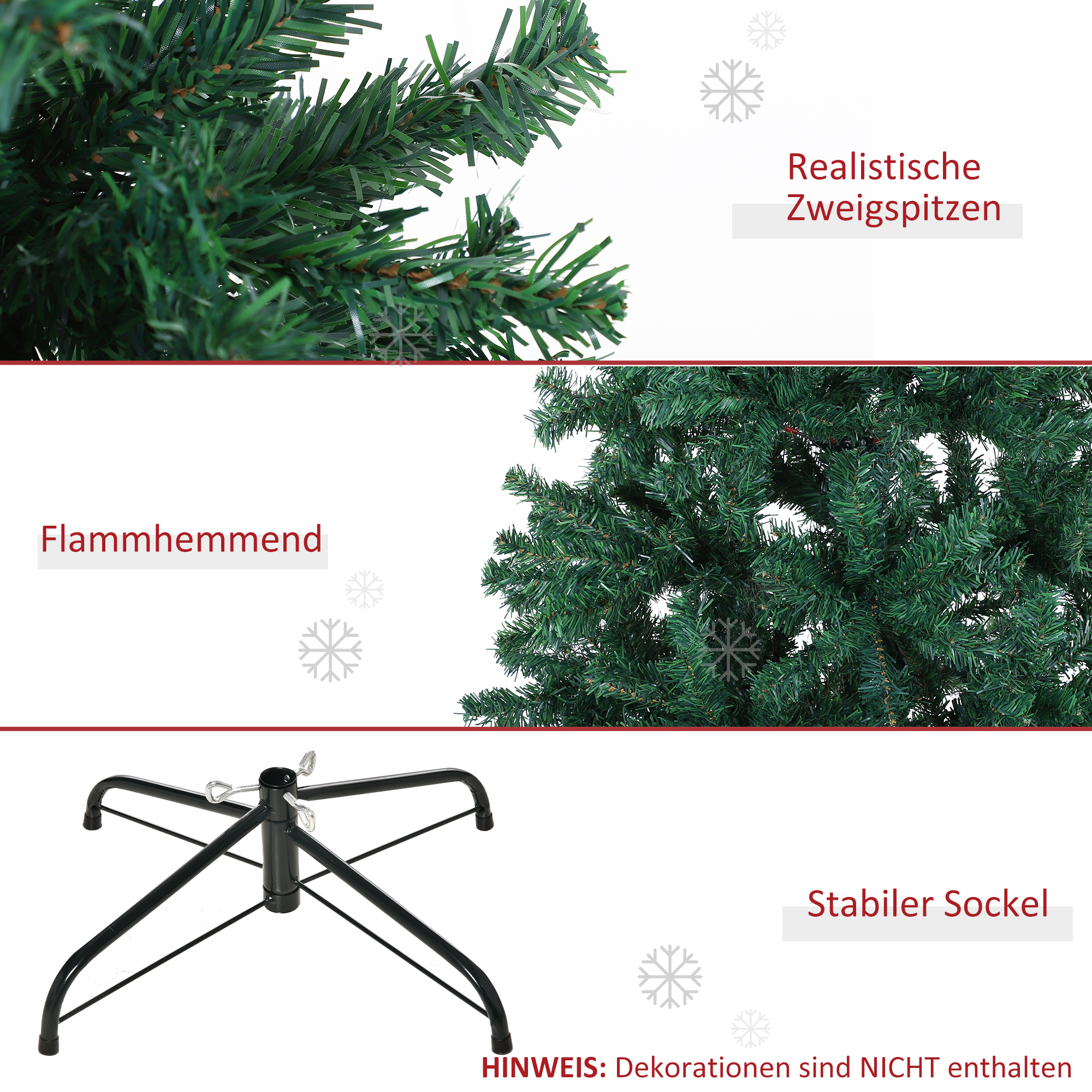Weihnachtsbaum Christbaum Kunsttanne, 1,2 m, inkl, Ständer, Ø85 cm x 120 cm, Grün