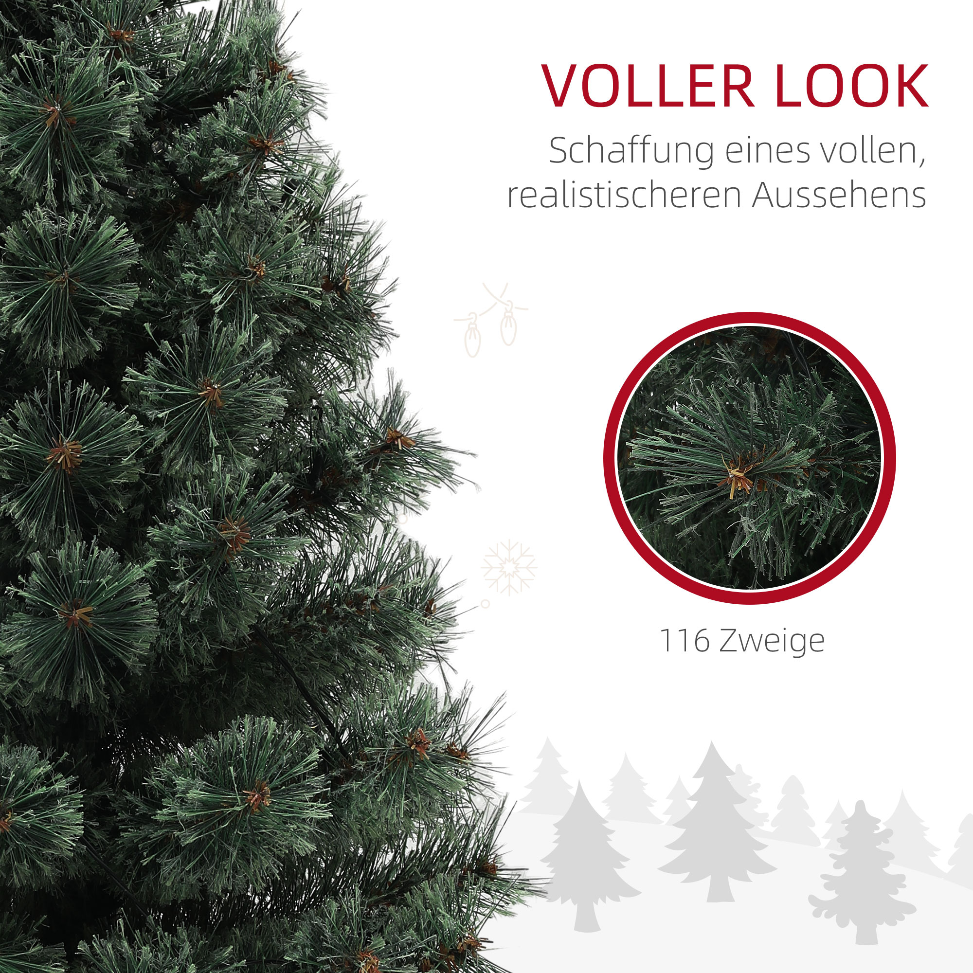 Weihnachtsbaum, naturgetreue Erscheinung, integrierte LEDs, dimmbar, 8 Modi, 45 x 90 cm, Grün