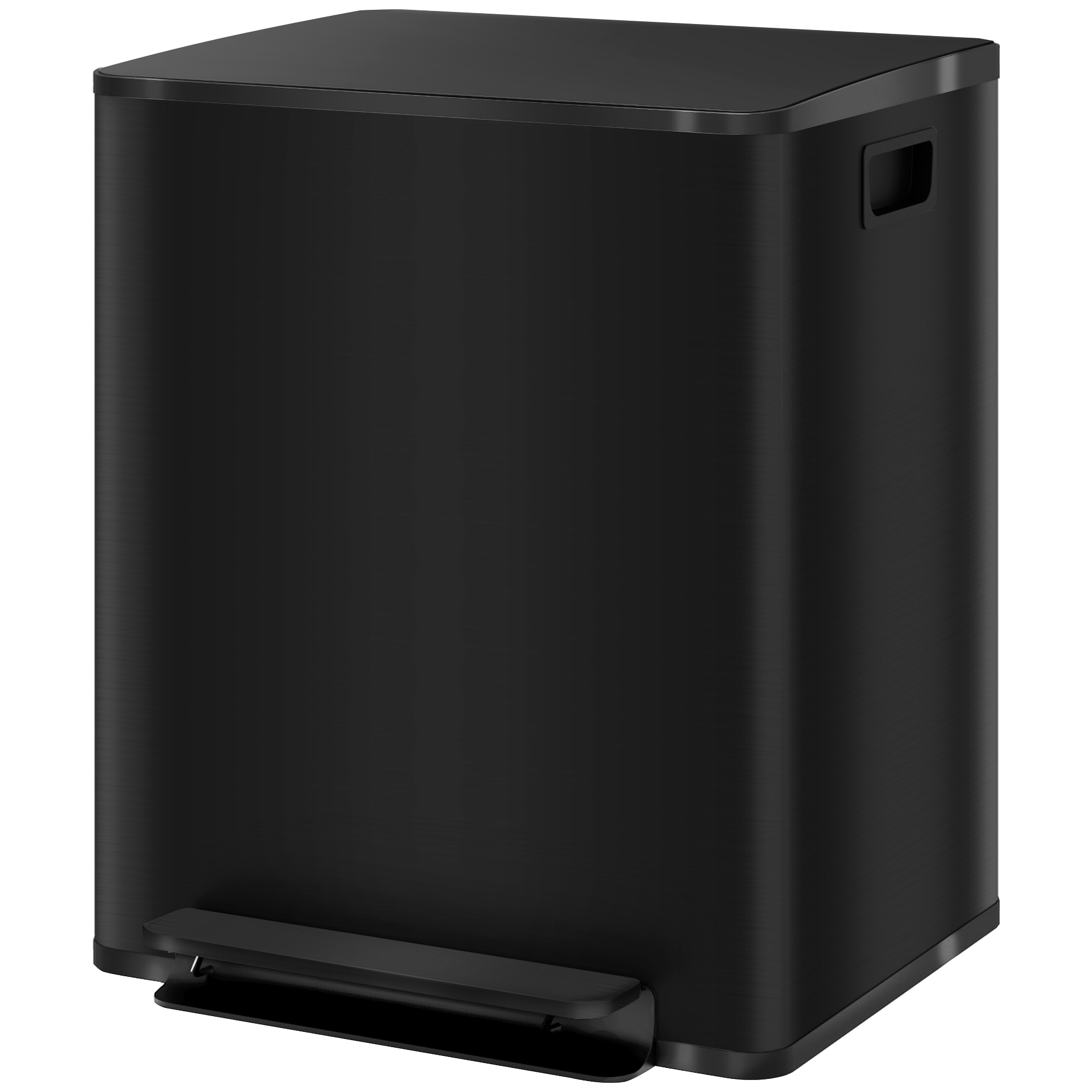 Mülleimer mit 2x25L Fächern, Soft-Close-Deckel, Fingerabdrucksicher, Edelstahl, Schwarz Mülleimer mit 2x25L Fächern, Soft-Close-Deckel, Fingerabdrucksicher, Edelstahl, Schwarz
