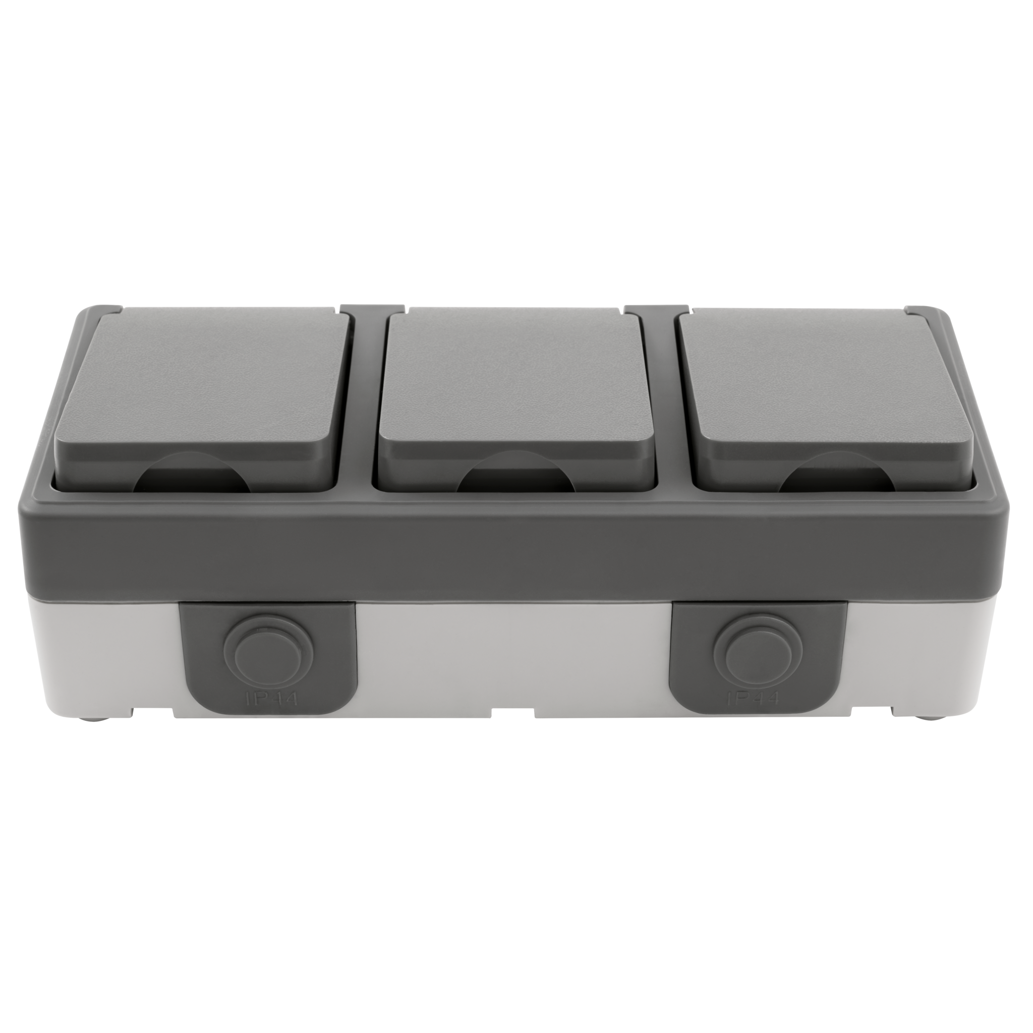 Feuchtraum Dreifach-Steckdose McPower ''Secure'', 250V~/16A, IP44, AP, grau