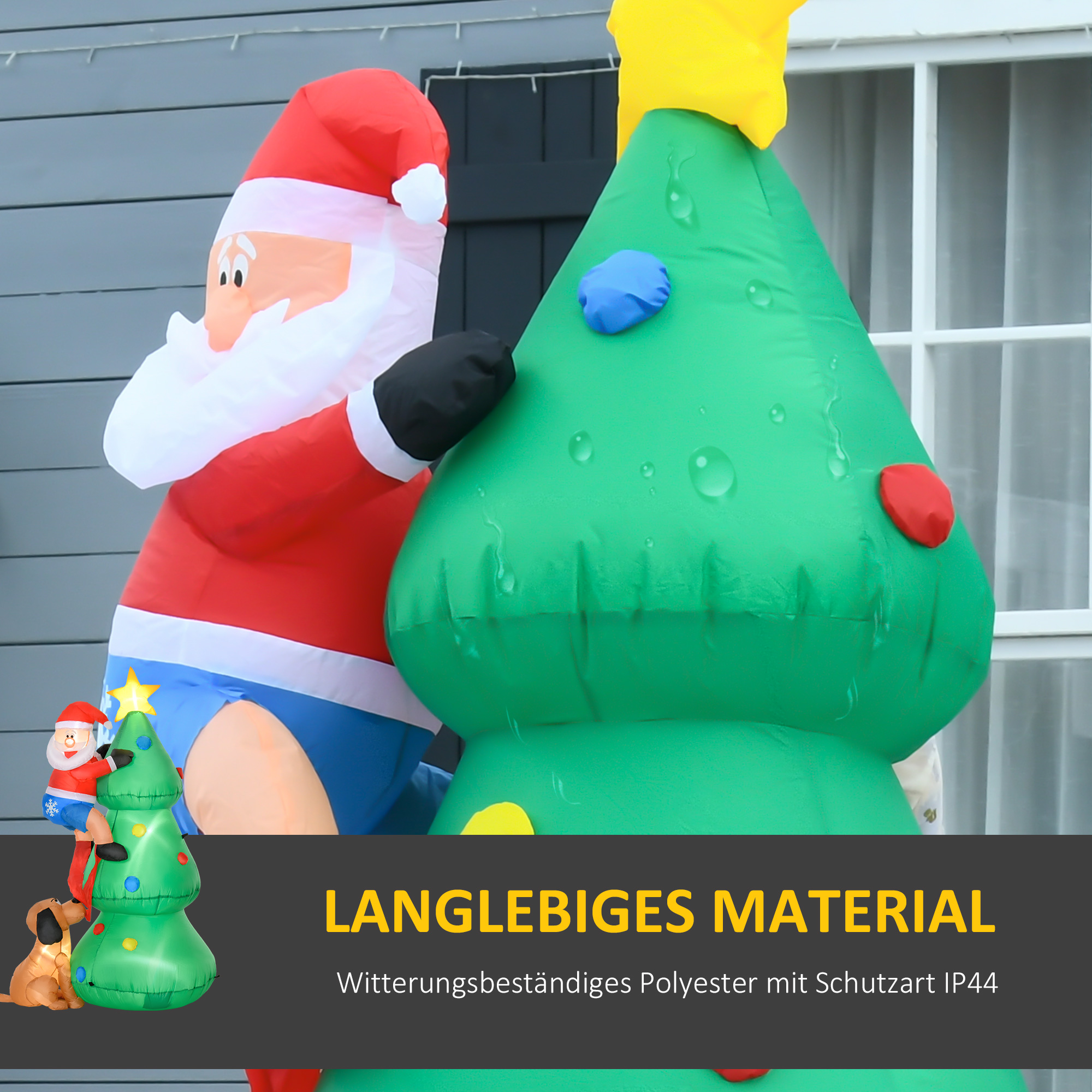 Aufblasbarer Weihnachtsbaum, Weihnachtsdekoration, 1,8 m, inkl, Gebläse, 123 cm x 85 cm x 180 cm, Grün + Rot
