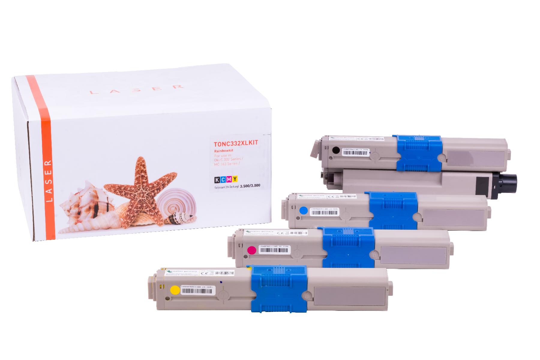 C332XLKIT alternativ Toner Rainbowkit Oki / 4650870946508712 / BK3.500 / CMY3.000 Seiten