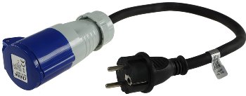 CEE auf Schutzkontakt-Stecker 0,35m - 230V, Adapter für Wohnwagen, Camping