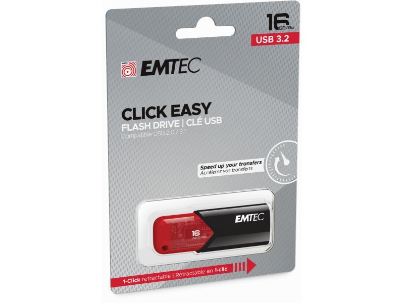 USB FlashDrive 16GB EMTEC B110 Click Easy (Rot) USB 3.2 (20MB/s)