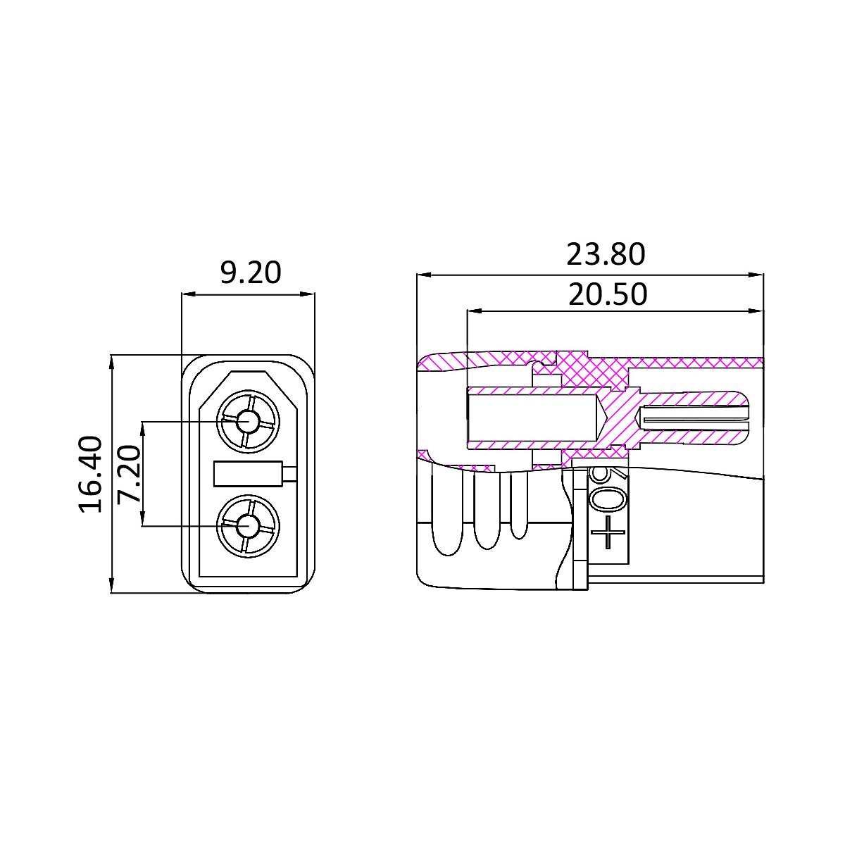Einbaubuchse/Stecker XT60 vergoldet Grip m. Verschluß.- und Isolierkappe 1 paar