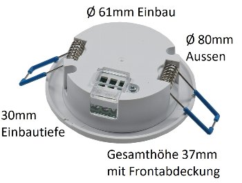 Decken-Einbau-Bewegungsmelder 360° FLAT - PIR, LED geeignet, 8m Detektion, 80x30mm