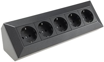 5-fach Steckdosenblock, anthrazit - 250V~/ 16A, Aufbaumontage