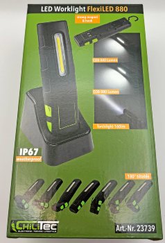 LED Stableuchte mit Akku "FlexiLED 880", Ladeschale, Magnetfuß,10W, 880lm,IP67