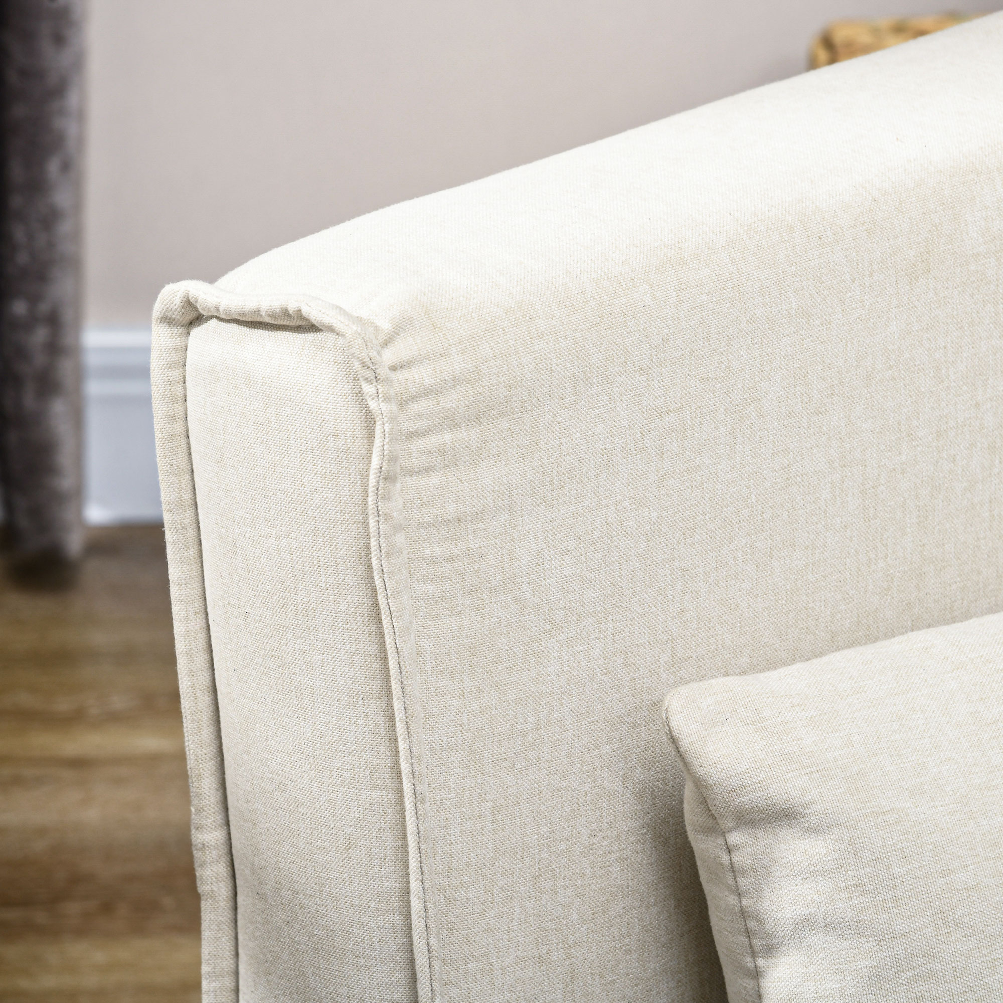 Schlafsessel, 6-stufig verstellbare Lehne, Leinenoptik, bis 120 kg, Creme