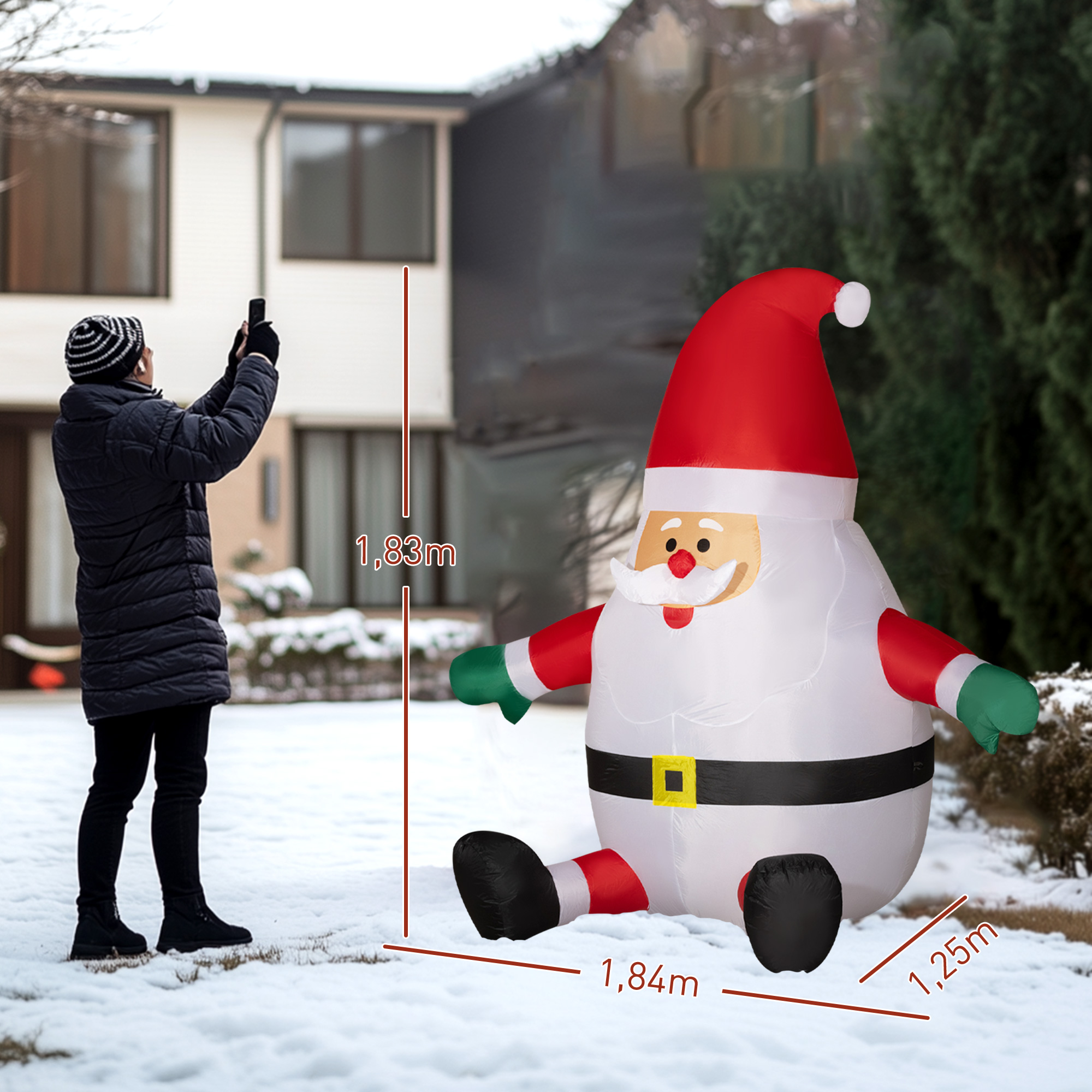 Aufblasbarer Weihnachtsmann mit rotierender Lichtkugel, Festtags-Dekoration für den Garten
