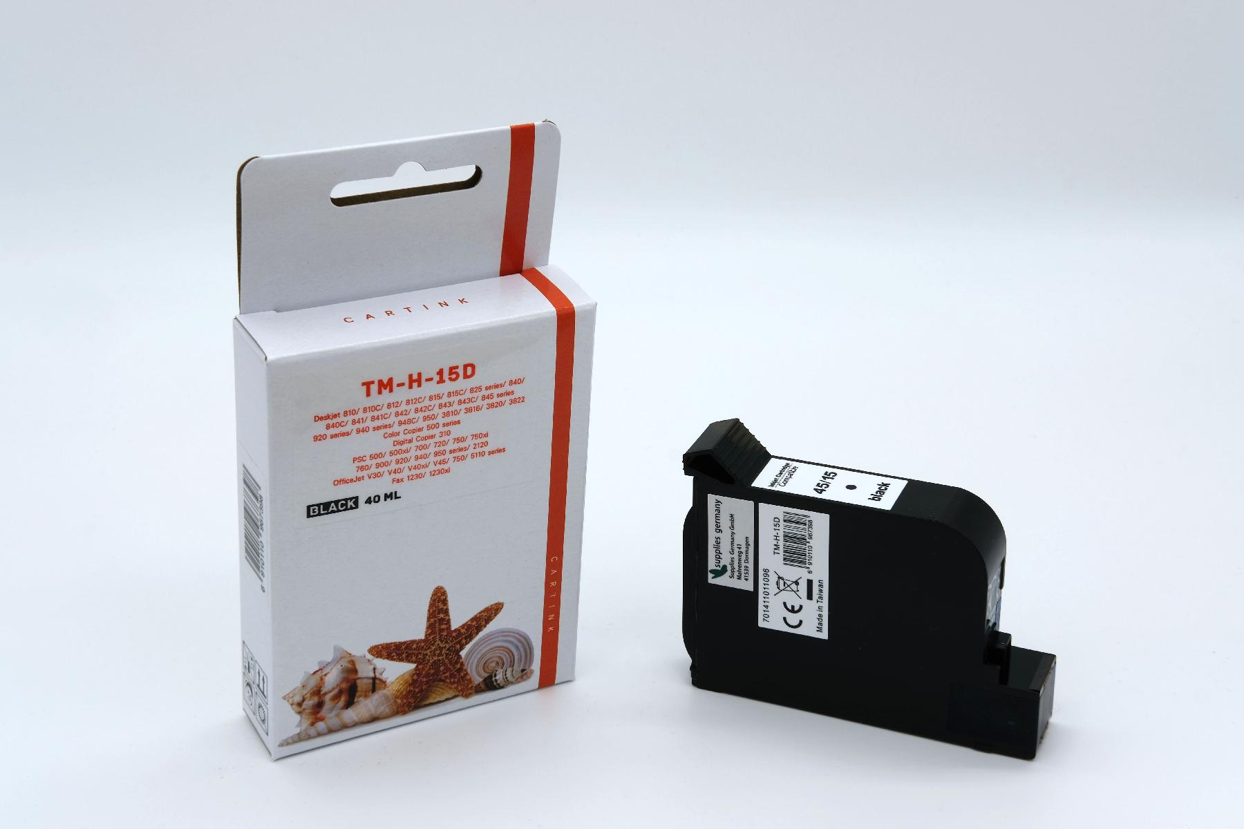45ANEW alternativ Tinte schwarz für HP / 51645A / 40ml (Patentsicher)