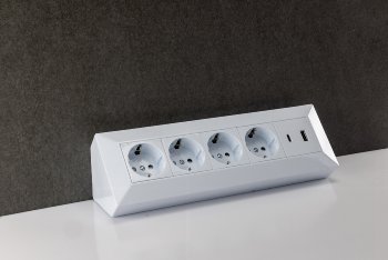 4-fach Steckdosenblock, USB-A+C, weiß - 250V~/ 16A, Aufbaumontage, USB 3,1A, PD