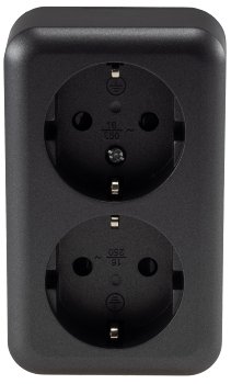 FASKO Doppel-Steckdose, AP, Anthrazit - 250V~/ 16A, Aufputz, Schraubanschluss