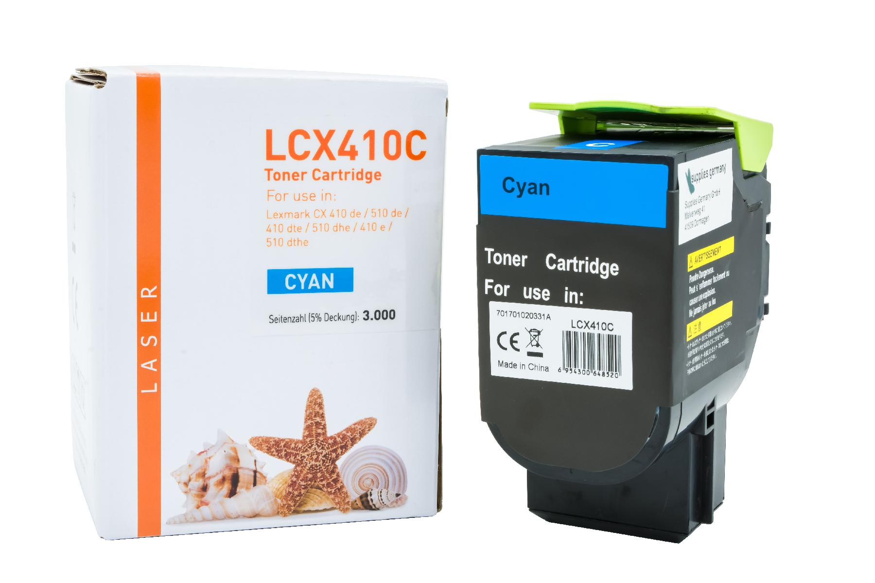 CX410C alternativ Toner cyan Lexmark / 80C2HC0 / 3.000 Seiten