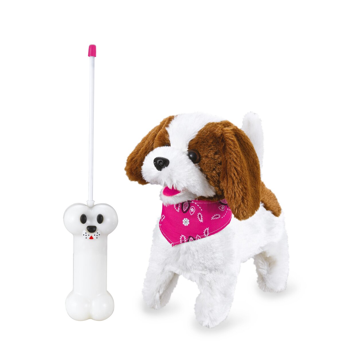 Lucky RC Plüschhund Weiss/Braun 27MHz