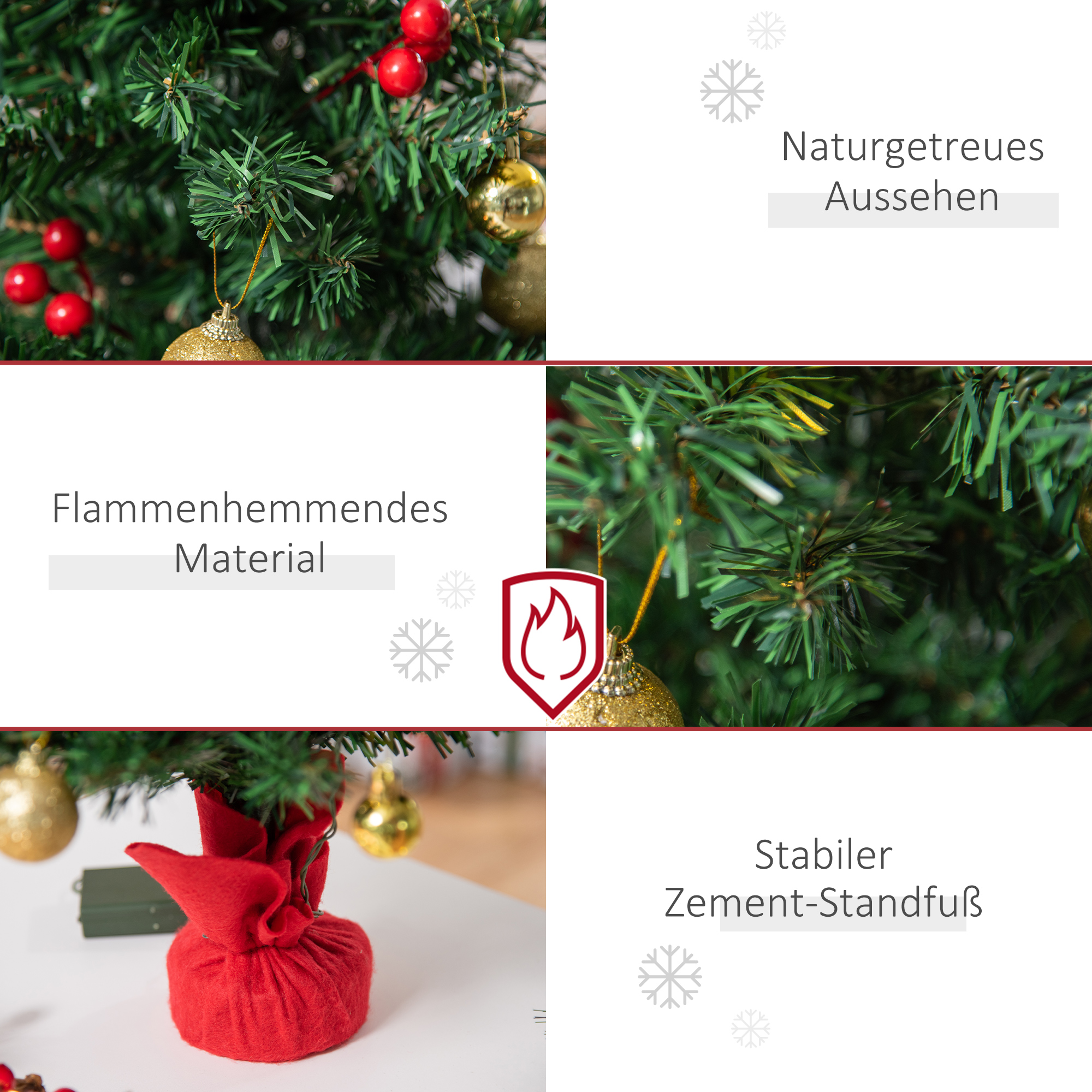 Mini-Weihnachtsbaum Weihnachtsdekoration Weihnachtsdeko, inkl, Weihnachtskugeln und LED-Lichter 60 cm, Mehrfarbig