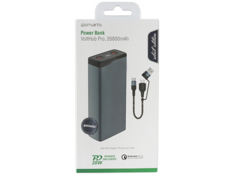 4smarts VoltHub Pro Schwarz Metallisch Universal LCD 26800mAh 468779