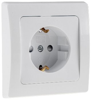 DELPHI Schutzkontakt-Steckdose, UP, weiß - 250V~/ 16A, inkl. Rahmen, Steckanschluss
