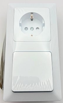 MILOS Set Steckdose + Schalter + Rahmen - 250V~/ 16A, Steckanschluss, Matt-weiß