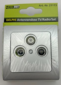 DELPHI Antennendose TV+Radio+Sat - inkl. Rahmen, UP, silber