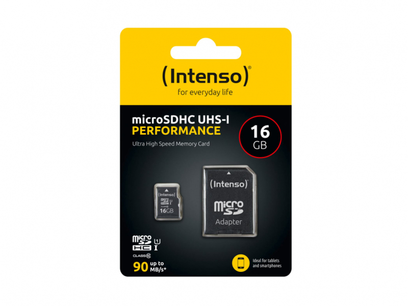 Intenso MicroSD 16GB + Adapter CL10, U1 (Blister)