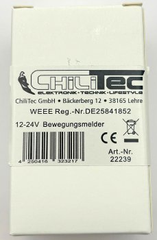 12-24V Bewegungsmelder, max. 6A - bis 8m Reichweite, 60°, 1-10min