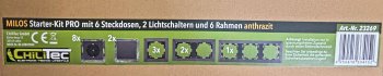 MILOS Starter 16-tlg "PRO", Anthrazit - 8x Steckdose, 2x Schalter, Steckanschlus