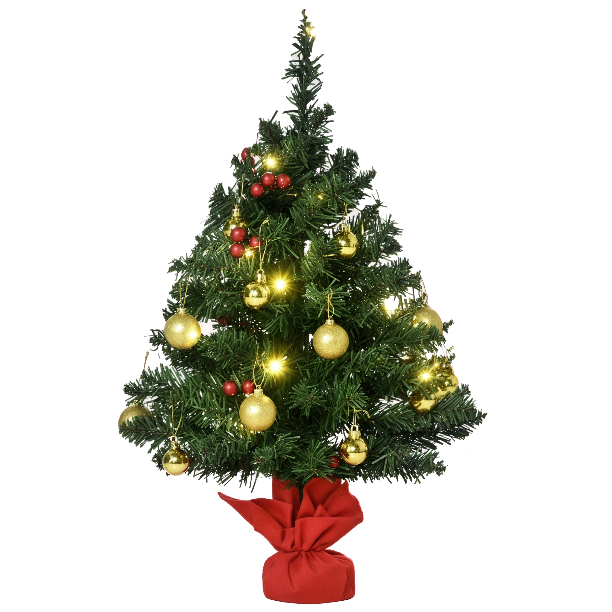 Mini-Weihnachtsbaum Weihnachtsdekoration Weihnachtsdeko, inkl, Weihnachtskugeln und LED-Lichter 60 cm, Mehrfarbig