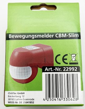 Aufputz Bewegungsmelder "CBM-Slim" 180° - LED geeignet, IP44, 1-800W, ziegelrot