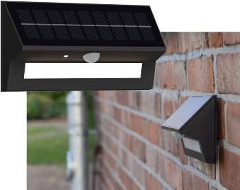 LED Solar Wandleuchte "SWL-AS400" / IP44, warmweiß 3000K, PIR Sensor