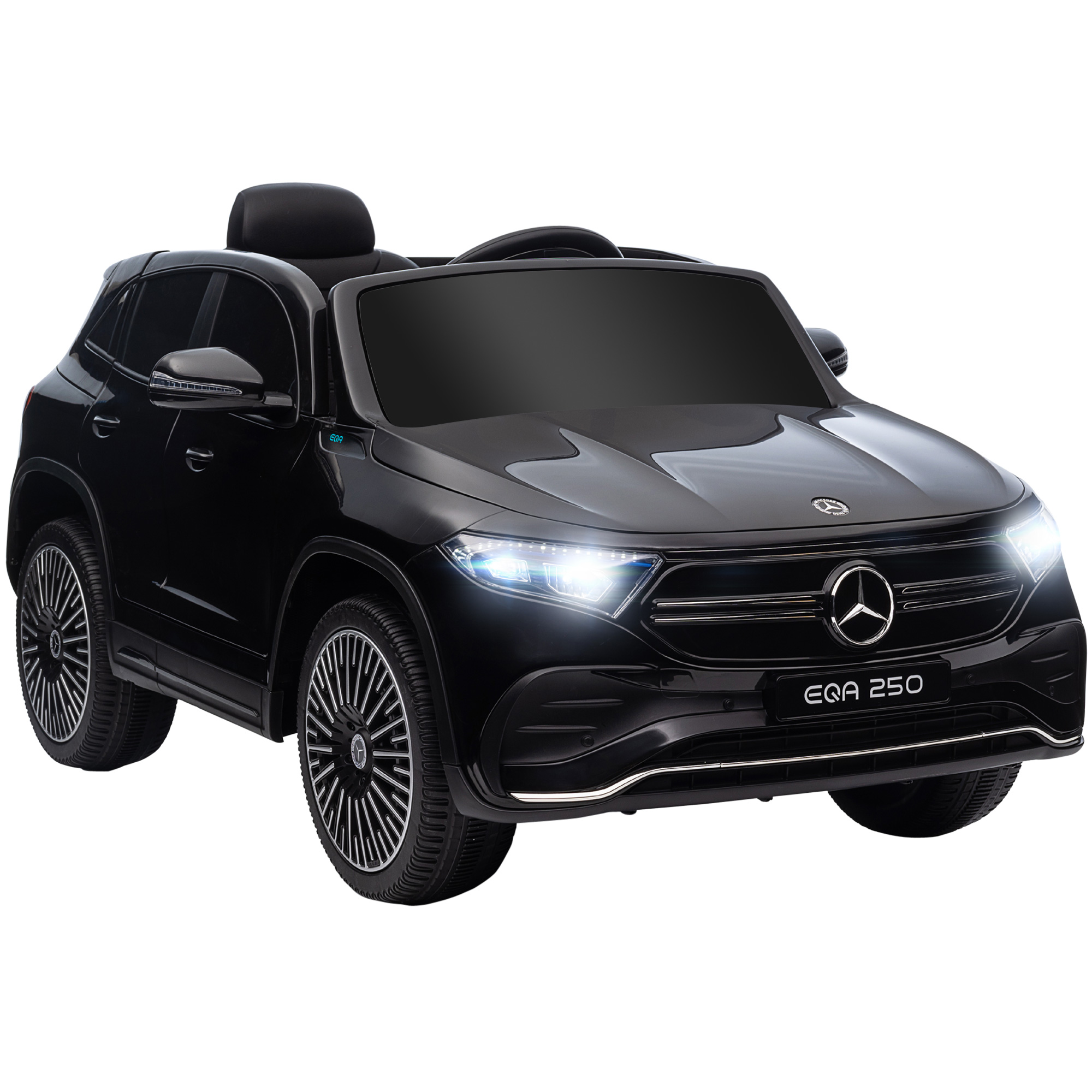 Elektro Kinderauto, lizenzierter Mercedes-Benz EQA, 3-8 km/h, Musik, Scheinwerfer, Hupe, Fernsteuerung, schwarz Elektro Kinderauto, lizenzierter Mercedes-Benz EQA, 3-8 km/h, Musik, Scheinwerfer, Hupe, Fernsteuerung, schwarz