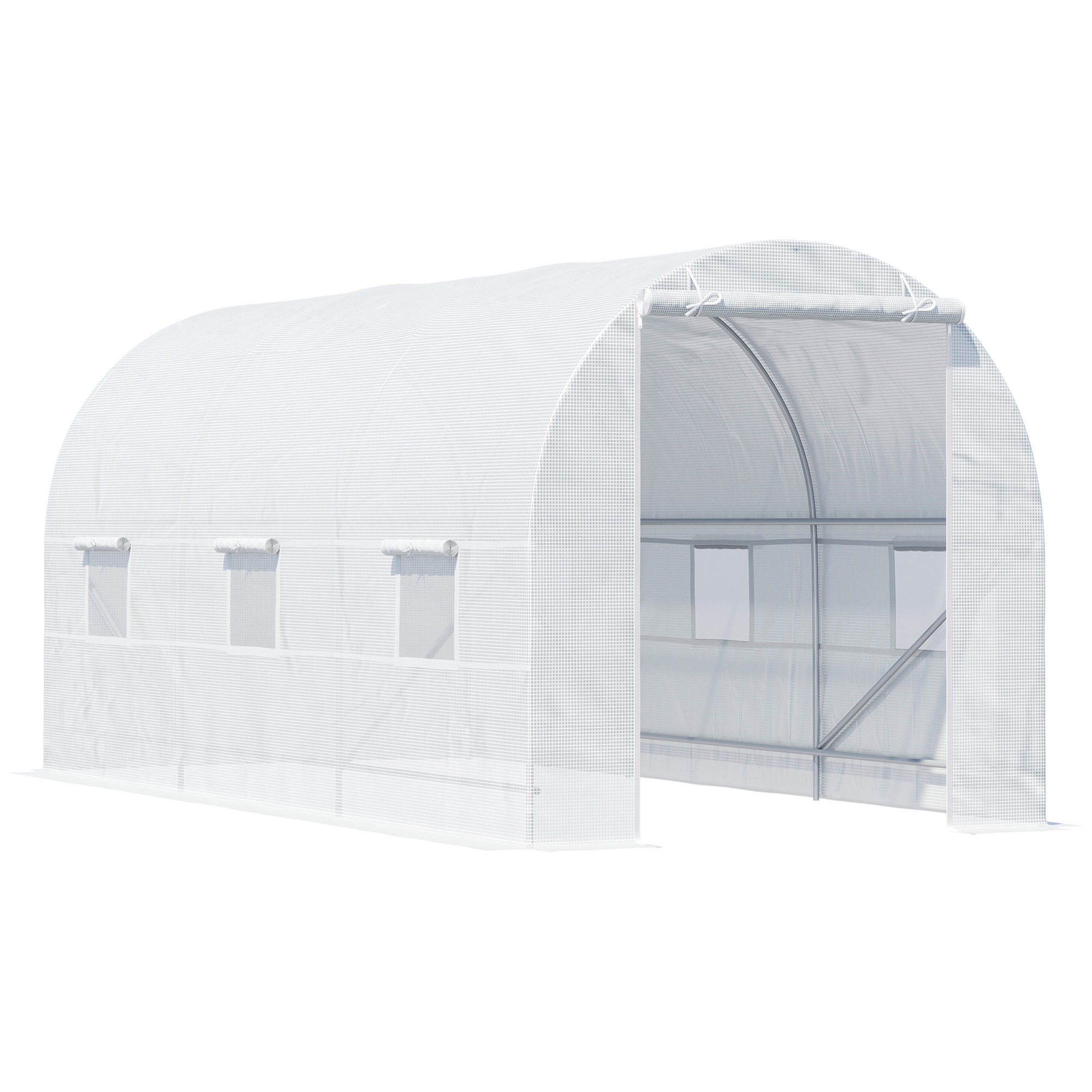 Foliengewächshaus Treibhaus begehbar mit Metallrahmen 4,45 x 2 x 2m Weiß Foliengewächshaus Treibhaus begehbar mit Metallrahmen 4,45 x 2 x 2m Weiß