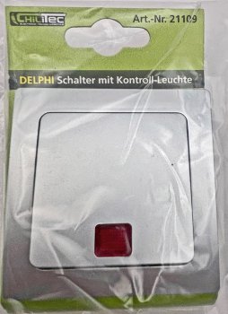 DELPHI Kontroll-Schalter mit Lämpchen - 250V~/ 10A, UP, silber