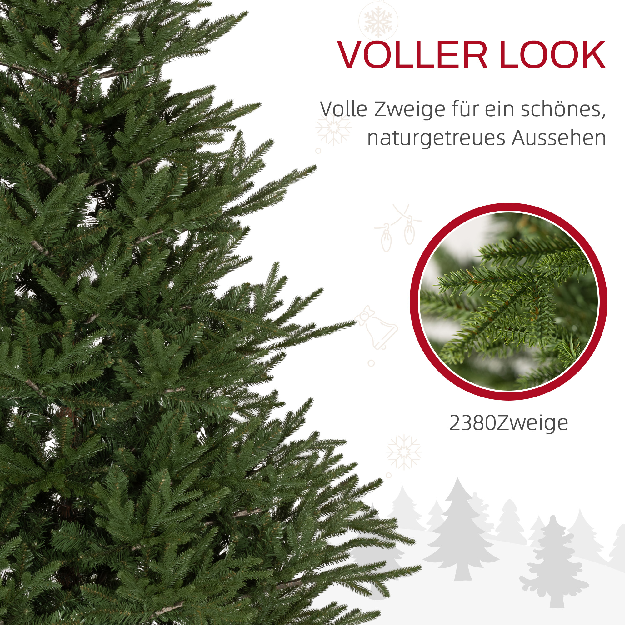 Weihnachtsbaum 183 cm, realistisches Aussehen, Schnellaufbau, inkl, Ständer, feuersicherer Kunststoff