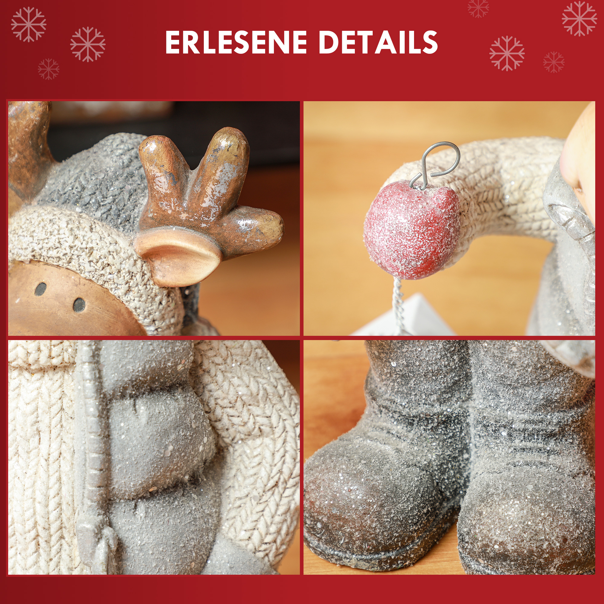 Weihnachtsdeko, Rentier mit Laterne, LED, batteriebetrieben, 25,5 x 19,5 x 52 cm