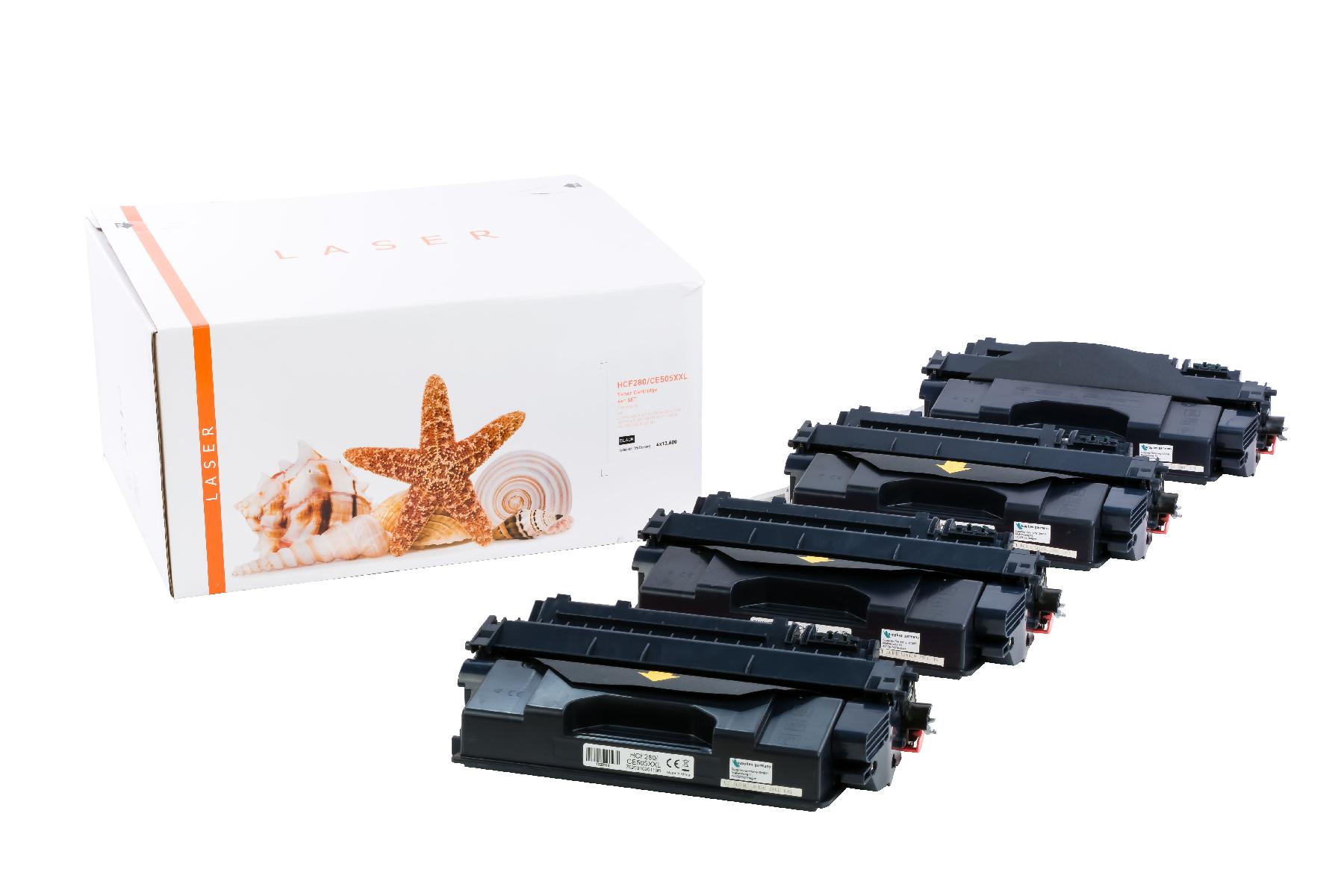 4er Set  CF280XXL / CE505XXL alternativ Toner schwarz für HP / CF280XXL / CE505XL / 4x13.600 Seiten