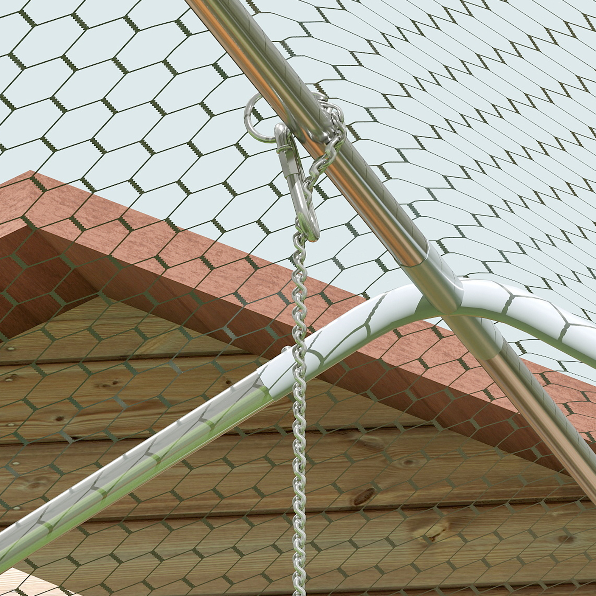 Hühnerstall, Freilaufgehege für Hühner, mit UV-beständiger Plane, Stahlgitter, Futterautomat, für 24-30 Hühner