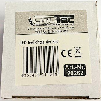 LED Teelichter, 4er Set, Luftzugsensor - zum An- und Ausblasen