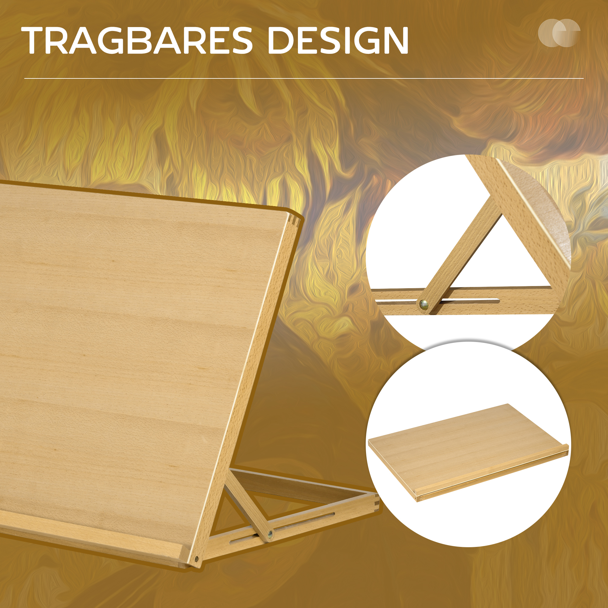 Tischstaffelei Klappbar 75,8x51cm Verstellbar Sitzstaffelei aus Buchenholz