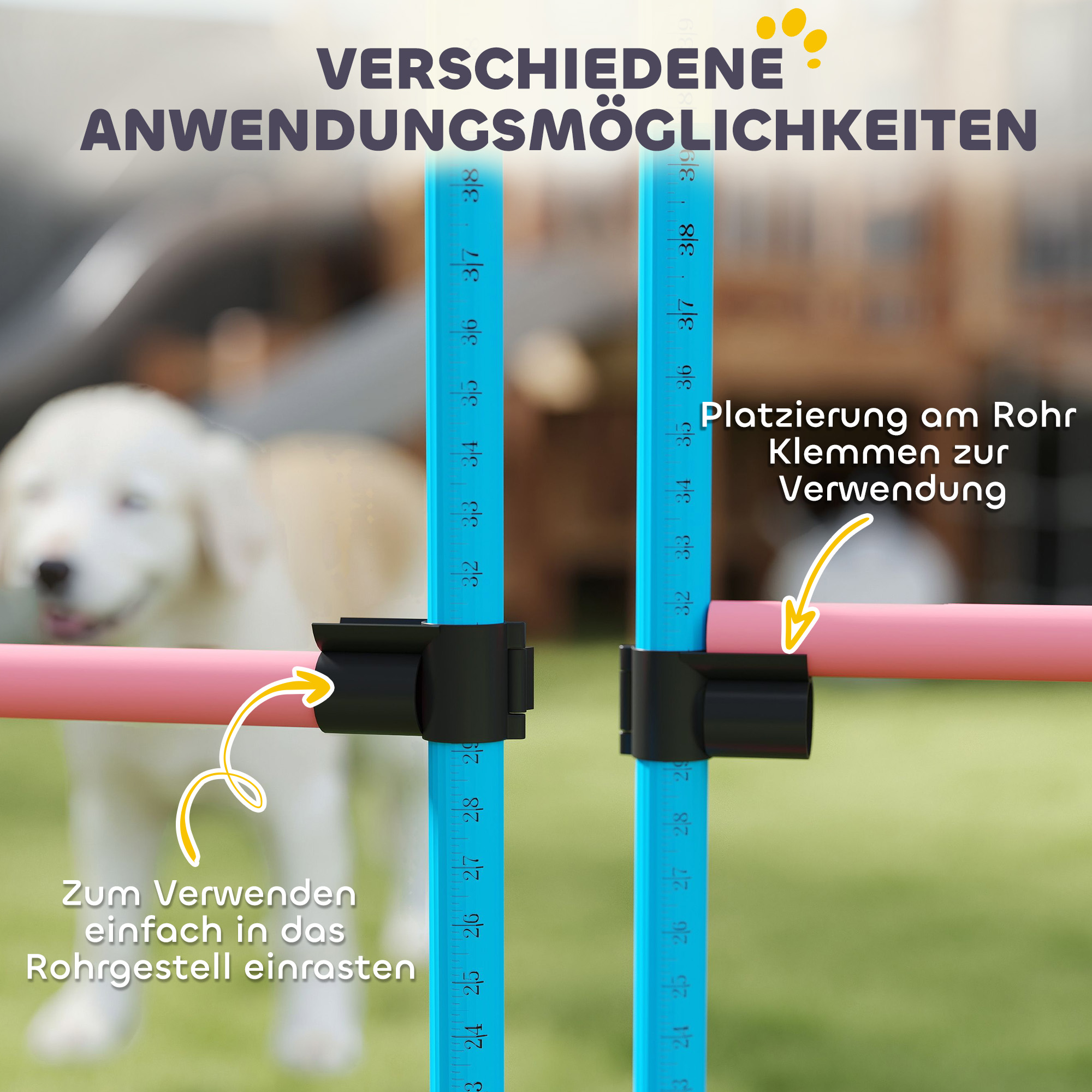 Agility Set Hunde 4-teiliges höhenverstellbar Agility-Ausrüstung mit 4 Hürden Tragetasche 99 x 65 x 94 cm Hellblau