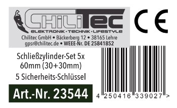 Schließzylinder-Set 5x 60mm (30+30mm) - Profil-Zylinder, 5 Sicherheits-Schlüssel