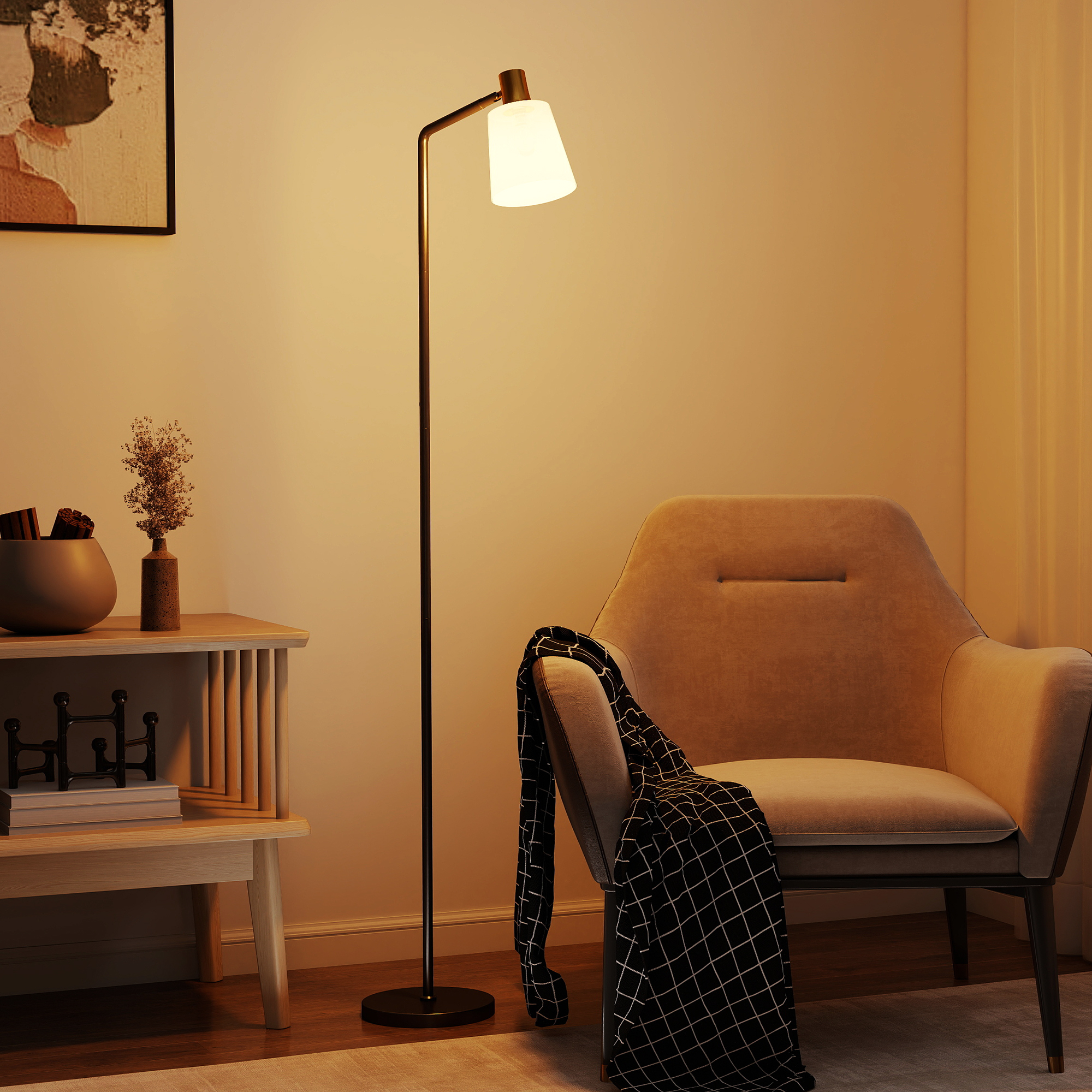 LED Stehlampe Wohnzimmer Stehleuchte mit 350° drehbar Kopf Standleuchte mit 3000K/4000K/6500K Farbtemperaturen Schwarz