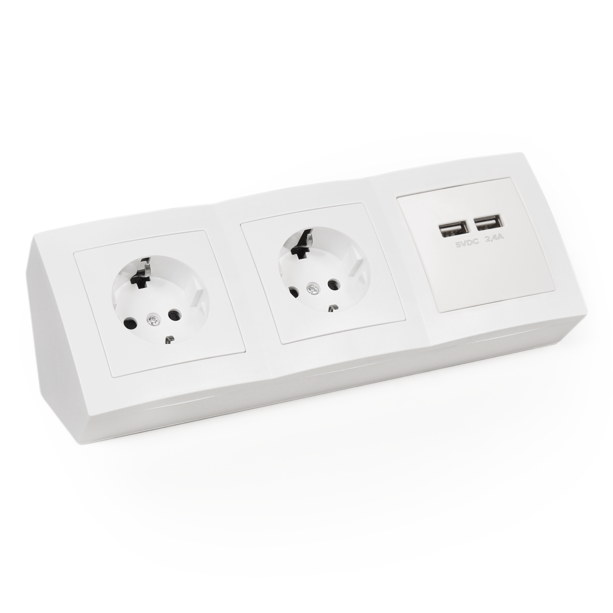 Steckdosenblock McPower ''Flair'' Aufbau, weiß, 2-fach Schutzkontakt + 2x USB