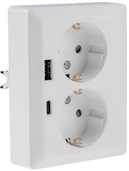 MILOS Schutzkontakt-Steckdose 2-fach - 250V~/ 16A, 1x UP, USB A+C/PD, weiß matt