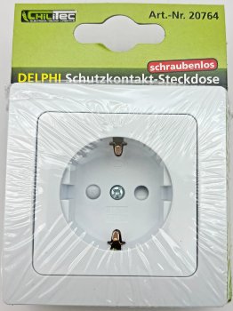DELPHI Schutzkontakt-Steckdose, UP, weiß - 250V~/ 16A, inkl. Rahmen, Steckanschluss