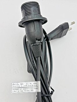 Netzkabel mit Schalter und E14 Fassung - 1,4m + 2m lang, schwarz